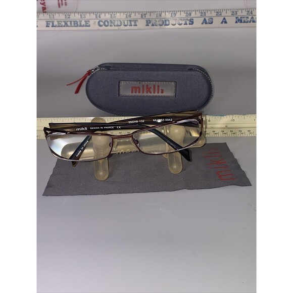 VTG Mikli by Alain Mikli ML 0853 0042 57mm Copper Gold Brown Frame France W Case main image 12
